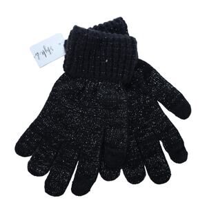 Style & Co Womens Soft Winter Knit Gloves - One Size - Glitter Black - NWT